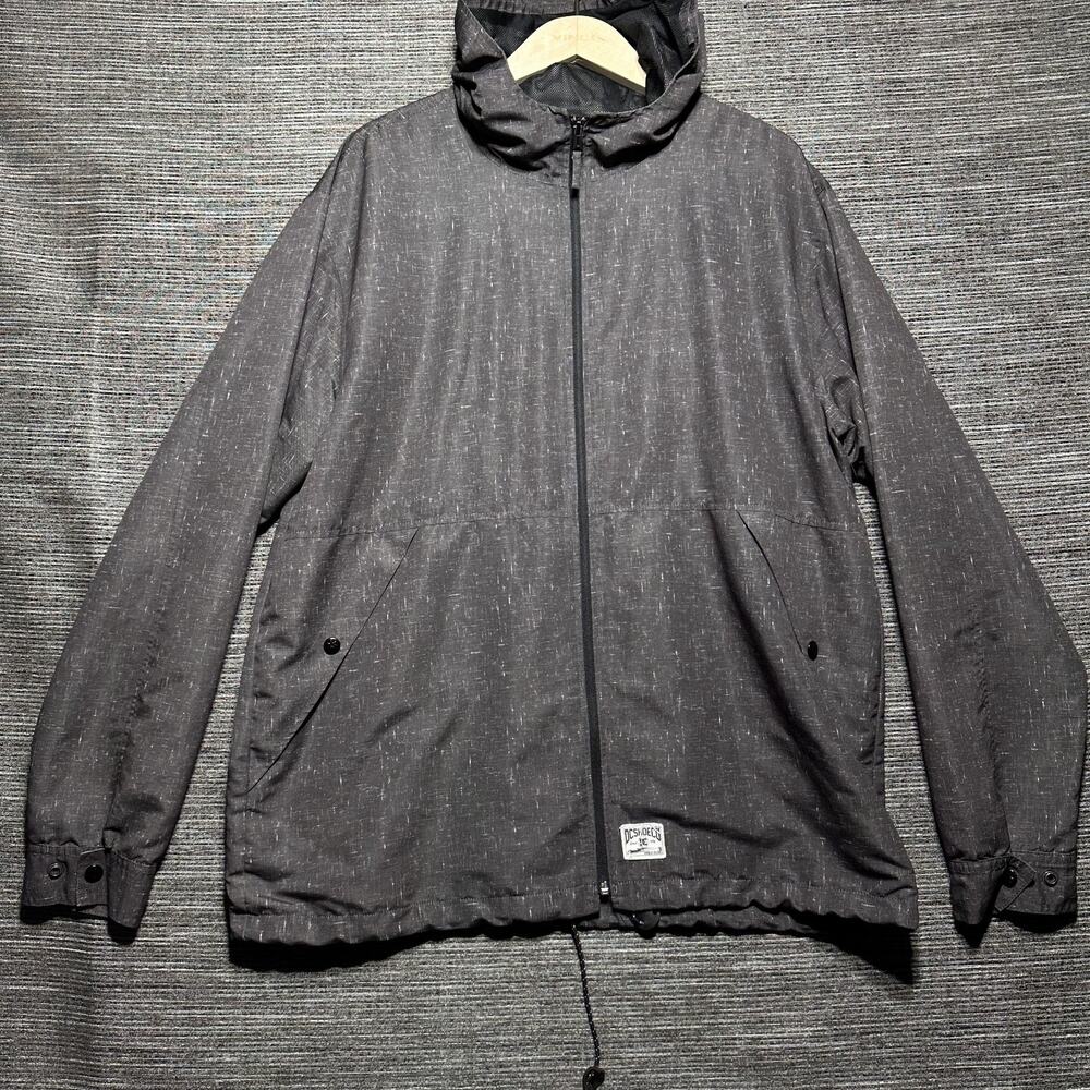 DC Shoe Co Jacket Men's XL Brown Crosshatch Zip Atlas Windbreaker Rain Hooded